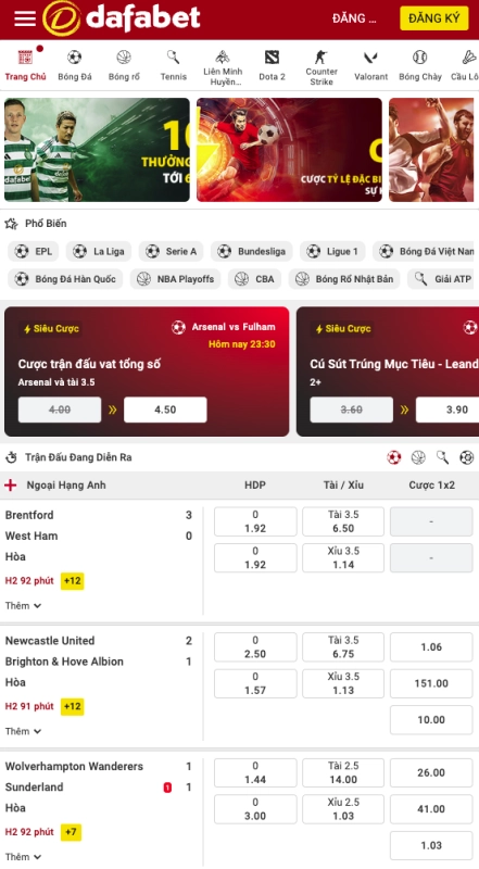 Dafabet 6 Giao diện ứng dụng mobile Dafabet