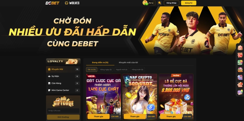 DEBET 6 Khuyến mãi chào mừng 110% tại DEBET