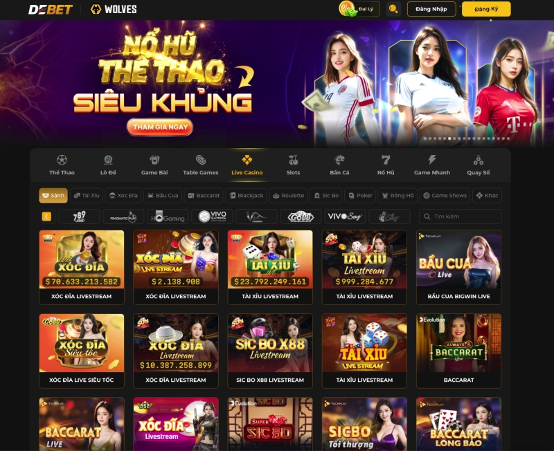 DEBET 3 Sảnh casino live DEBET với dealer thật