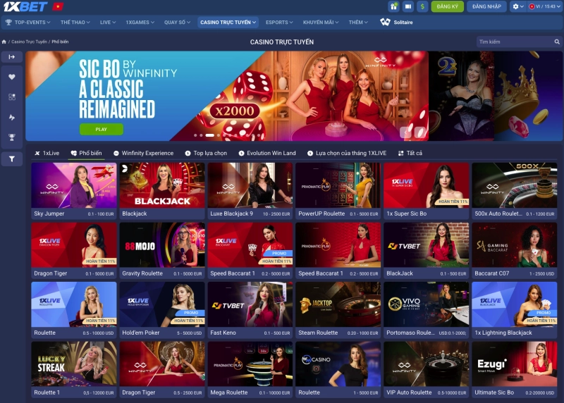 1xbet 2 Kho game đa dạng tại 1xbet với các danh mục slots, casino live, và thể thao