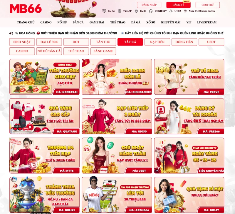 MB66 4 Khuyến mãi chào mừng MB66