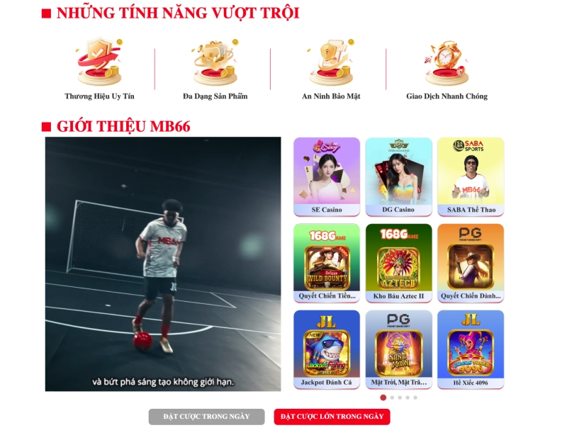 MB66 2 Giao diện trang chủ MB66
