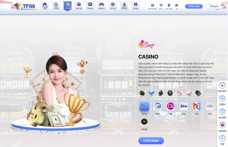 TF88 3 Sảnh game TF88 với các danh mục chính