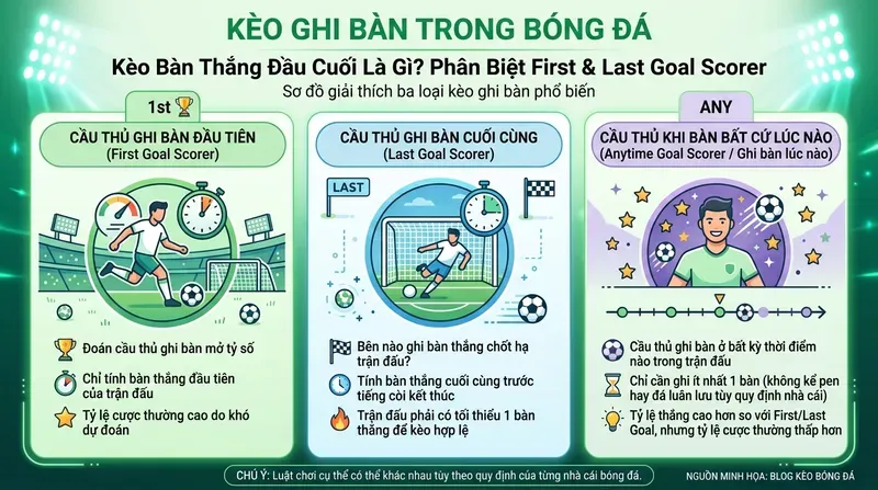 Kèo Bàn Thắng Đầu Cuối Là Gì? Phân Biệt First & Last Goal Scorer