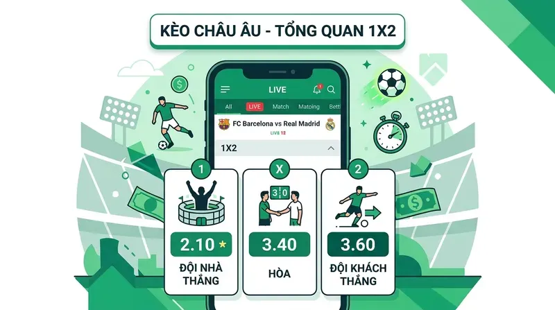 Kèo Châu Âu 1X2: Hướng Dẫn Đọc & Chơi Chi Tiết 1 Kèo Châu Âu Là Gì? Tổng Quan Về Kèo 1X2
