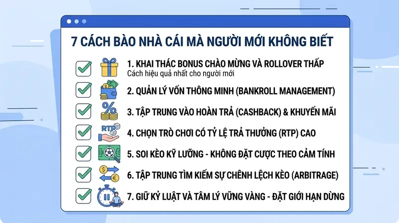 7 Cách Bào Nhà Cái Mà Người Mới Không Biết