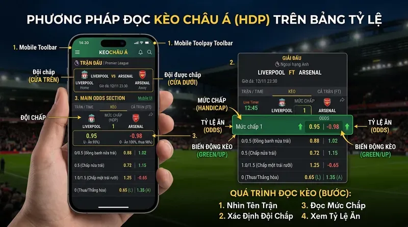 Cách đọc kèo châu Á từ A-Z cho người mới dễ hiểu 2 Cách đọc kèo châu Á trên bảng tỷ lệ nhà cái cho người mới
