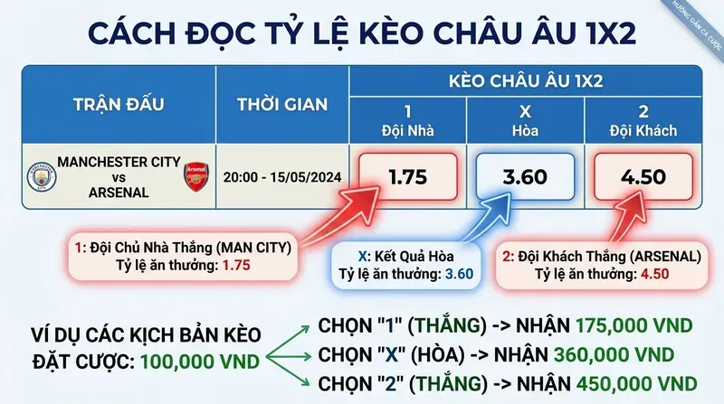 Kèo Châu Âu 1X2: Hướng Dẫn Đọc & Chơi Chi Tiết 2 Cách Đọc Tỷ Lệ Kèo Châu Âu 1X2 Chi Tiết Nhất