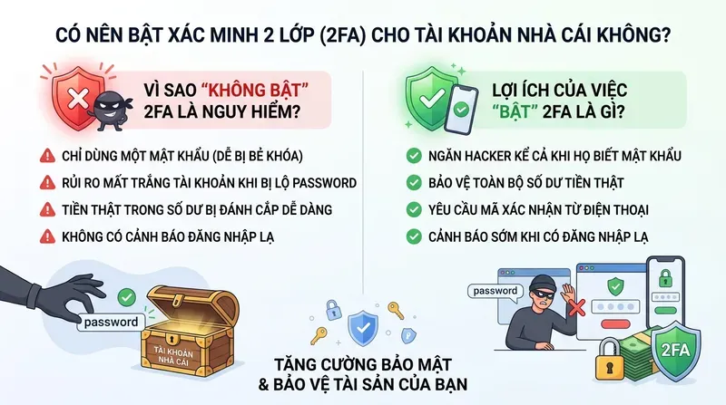 Có Nên Bật Xác Minh 2 Lớp (2FA) Cho Tài Khoản Nhà Cái Không?