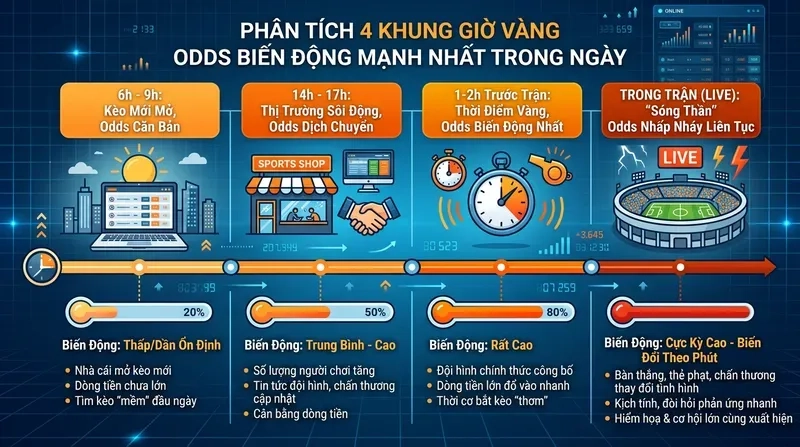 Giờ Nào Odds Biến Động Mạnh Nhất Trong Ngày? Phân Tích 4 Khung Giờ Vàng