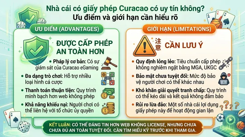 DEBET 2 Nhà cái có giấy phép Curacao có uy tín không? Ưu điểm và giới hạn cần hiểu rõ