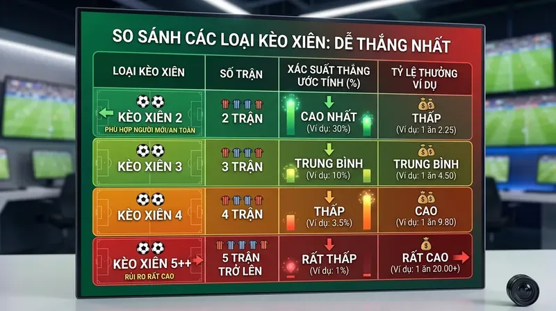 Kèo Xiên Là Gì? Cách Chơi & Chiến Thuật Thắng Lớn 2 Phân Loại Kèo Xiên: Xiên 2, Xiên 3, Xiên 4, Xiên 5 Cái Nào Dễ Thắng Nhất?
