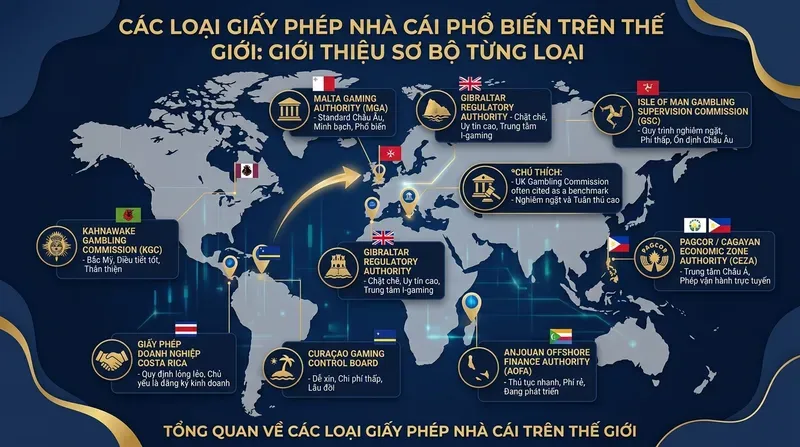 Tổng quan về các loại giấy phép nhà cái hiện nay 24 Các loại giấy phép nhà cái phổ biến trên thế giới: giới thiệu sơ bộ từng loại