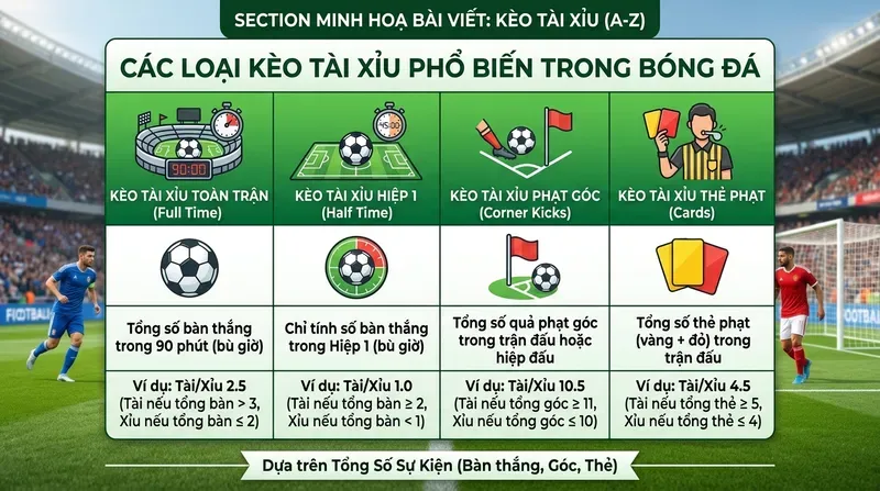 Kèo Tài Xỉu: Hướng Dẫn Toàn Tập Từ A Đến Z 3 Các Loại Kèo Tài Xỉu Phổ Biến Trong Bóng Đá