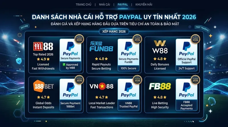 Danh Sách Nhà Cái Hỗ Trợ PayPal Uy Tín Nhất 2026