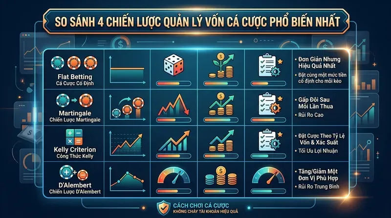 Cách Chơi Cá Cược Không Cháy Tài Khoản Hiệu Quả 3 So Sánh 4 Chiến Lược Quản Lý Vốn Cá Cược Phổ Biến Nhất