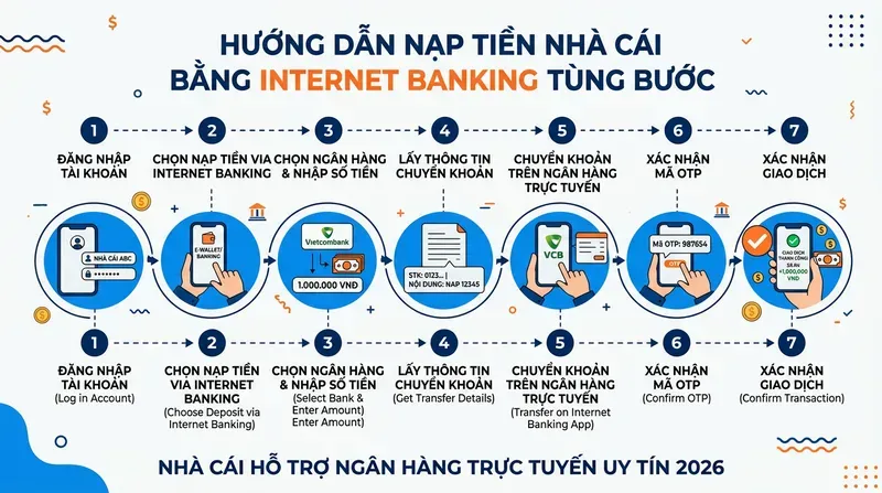 Hướng Dẫn Nạp Tiền Nhà Cái Bằng Internet Banking Từng Bước
