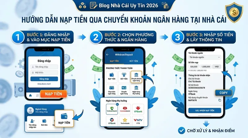 Hướng Dẫn Nạp Tiền Qua Chuyển Khoản Ngân Hàng Tại Nhà Cái