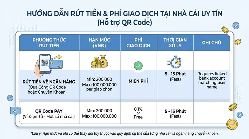 Vin88 5 Hướng dẫn rút tiền và phí giao dịch QR Code tại nhà cái