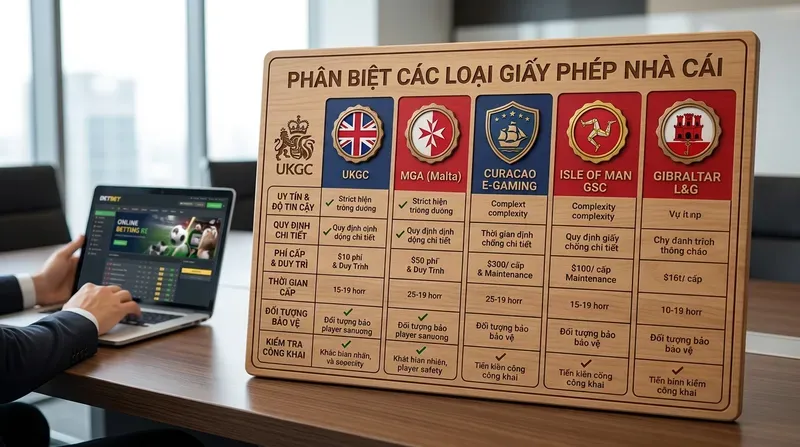 Betway 5 Phân biệt giấy phép UKGC với MGA, Curacao, Isle of Man và Gibraltar