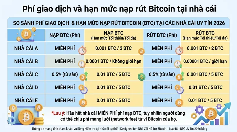 SV88 6 Phí giao dịch và hạn mức nạp rút Bitcoin tại nhà cái