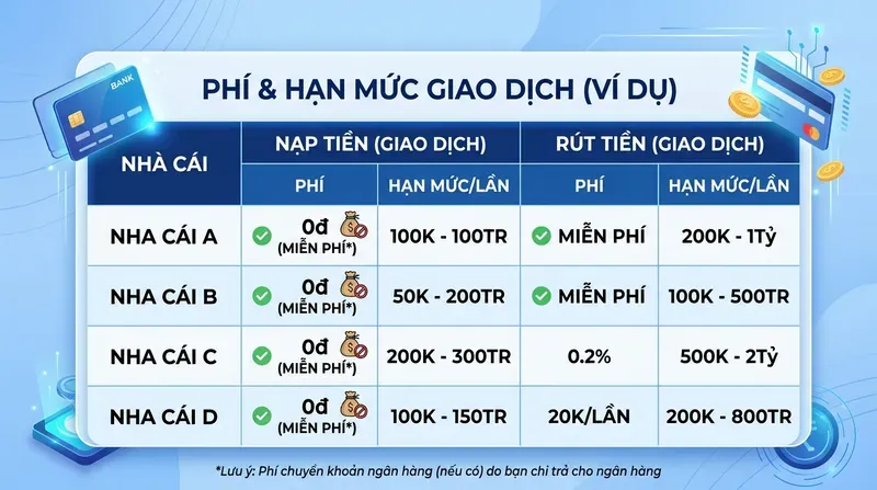 Phí Giao Dịch Và Hạn Mức Nạp Rút Qua Ngân Hàng Trực Tuyến