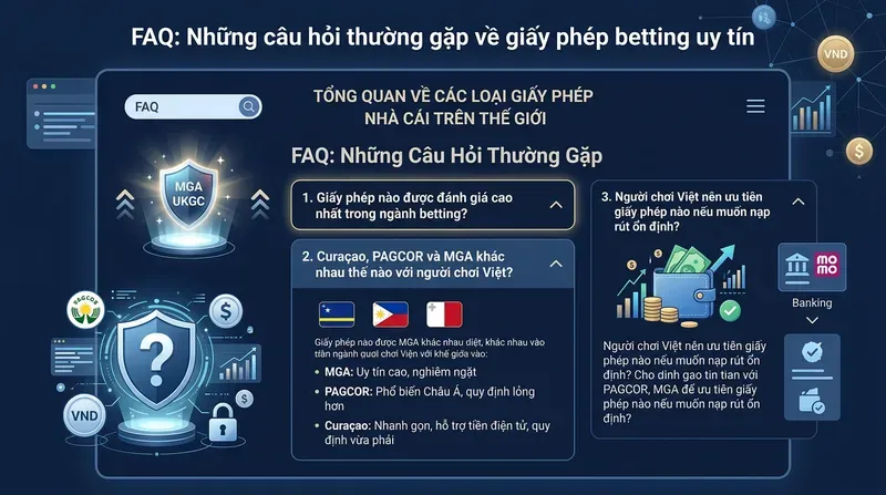 Tổng quan về các loại giấy phép nhà cái hiện nay 28 FAQ: Những câu hỏi người chơi thường gặp về giấy phép betting uy tín