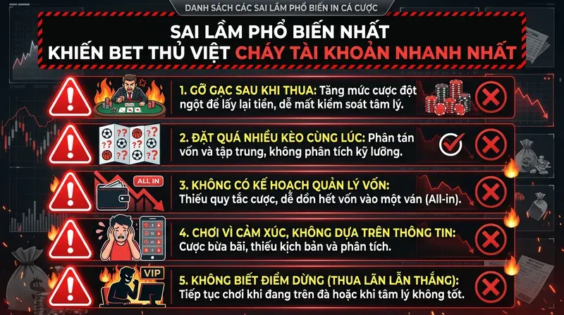 Cách Chơi Cá Cược Không Cháy Tài Khoản Hiệu Quả 7 Sai Lầm Phổ Biến Nhất Khiến Bet Thủ Việt Cháy Tài Khoản Nhanh Nhất
