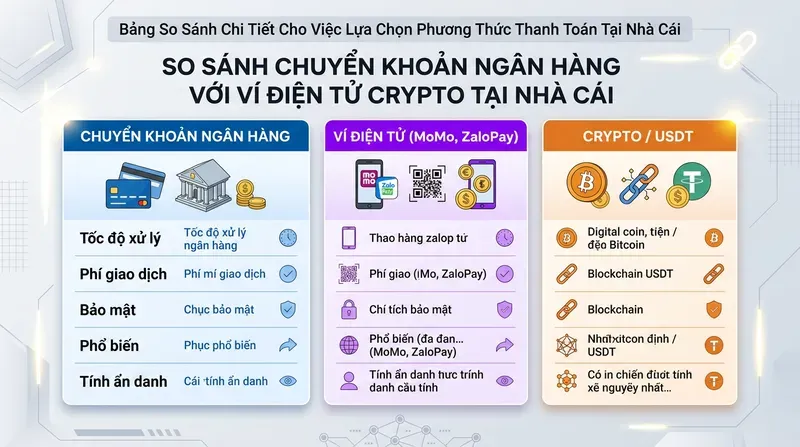 So Sánh Chuyển Khoản Ngân Hàng Với Ví Điện Tử Và Crypto Tại Nhà Cái