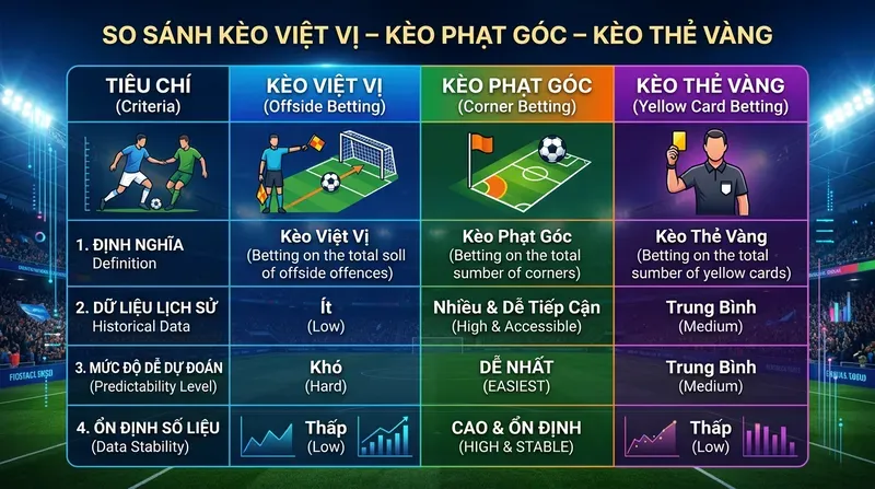 Kèo Việt Vị Là Gì? Cách Đọc & Đặt Cược Hiệu Quả 8 So Sánh Kèo Việt Vị Với Kèo Phạt Góc Và Kèo Thẻ Vàng