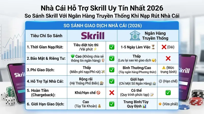 1xbet 8 So Sánh Skrill Với Ngân Hàng Truyền Thống Khi Nạp Rút Nhà Cái